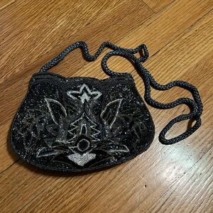 Vintage beaded shoulder bag clutch sequin embroidered 80s style
